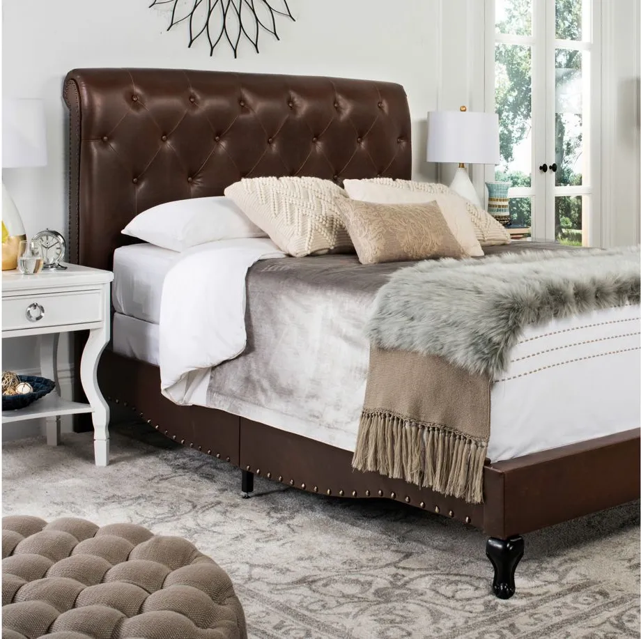 Hathaway Upholstered Bed in Brown by Safavieh