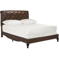 Hathaway Upholstered Bed in Brown by Safavieh