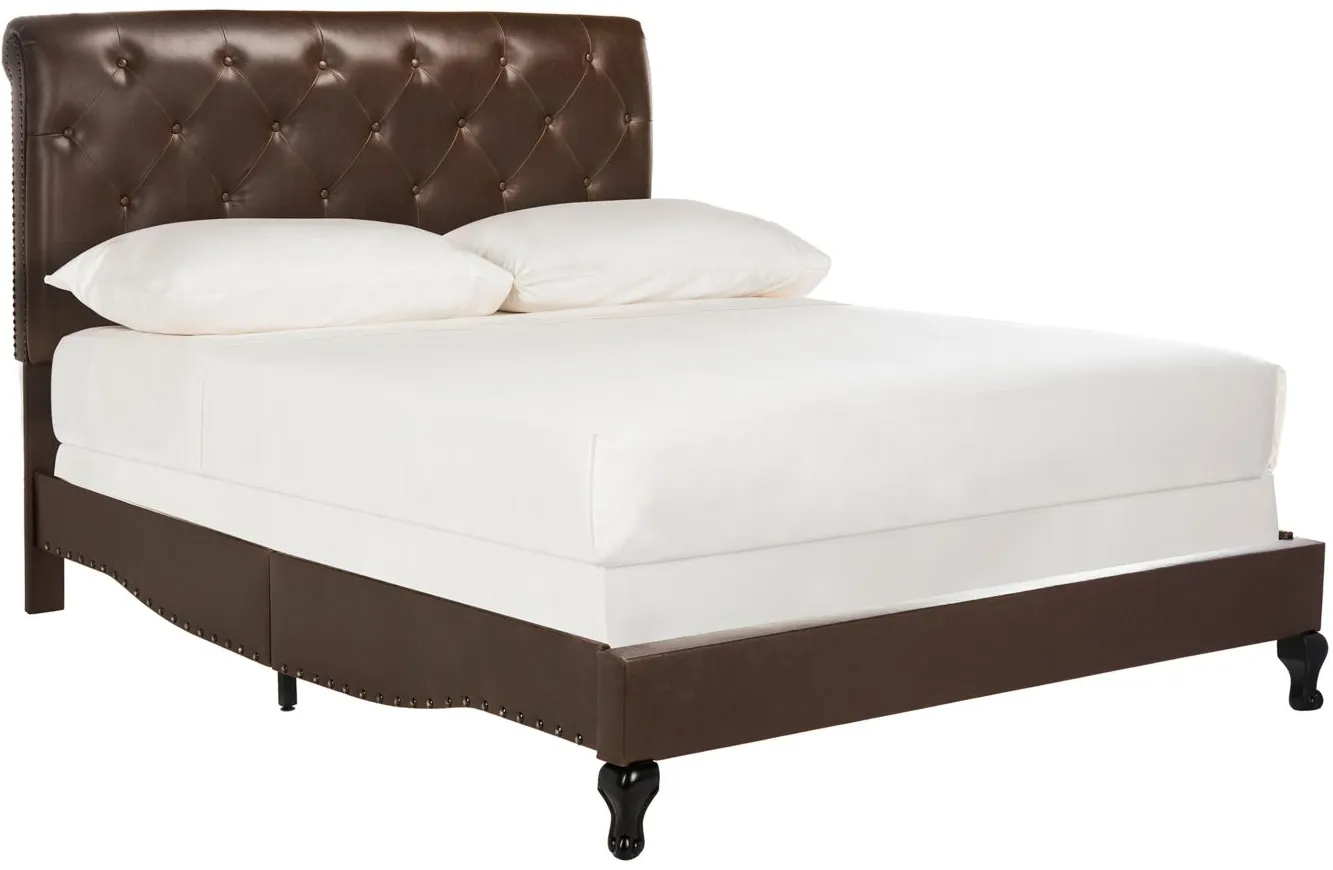 Hathaway Upholstered Bed in Brown by Safavieh