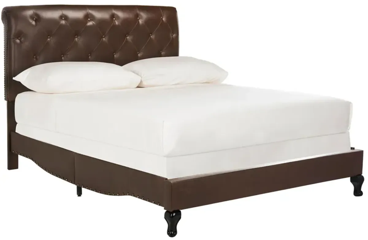 Hathaway Upholstered Bed in Brown by Safavieh