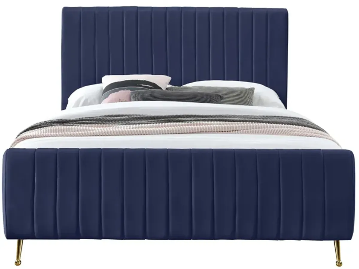 Zara King Bed in Navy by Meridian Furniture