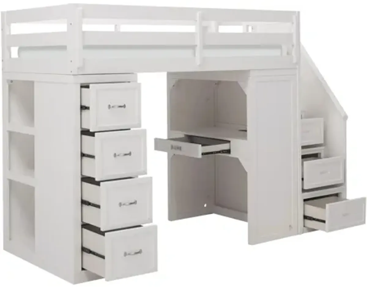 Barlow Twin Reversible Loft Bed w/ Stairs