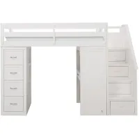 Barlow Twin Reversible Loft Bed w/ Stairs in White by Bellanest