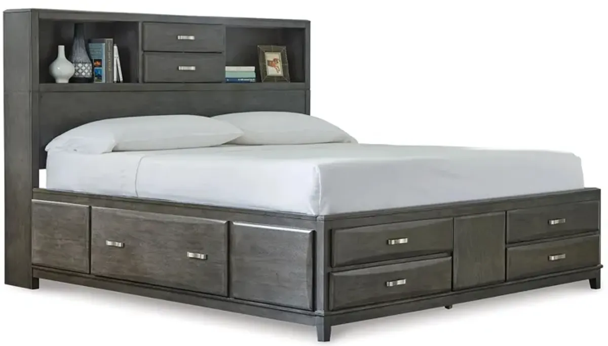 Caitbrook California King Storage Bed with 8 Drawers in Gray by Ashley Furniture