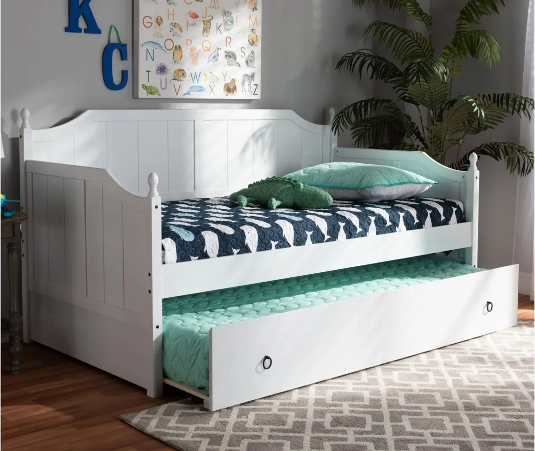 Millie Daybed with Trundle in White by Wholesale Interiors