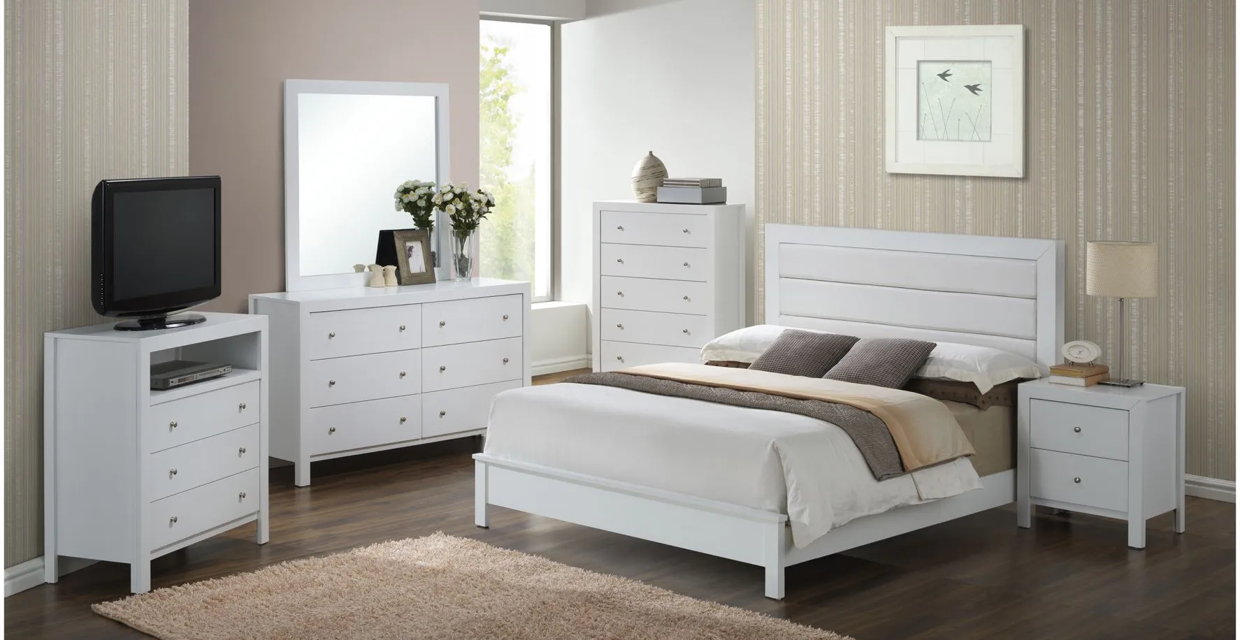 Burlington Upholstered Bed in White by Glory Furniture