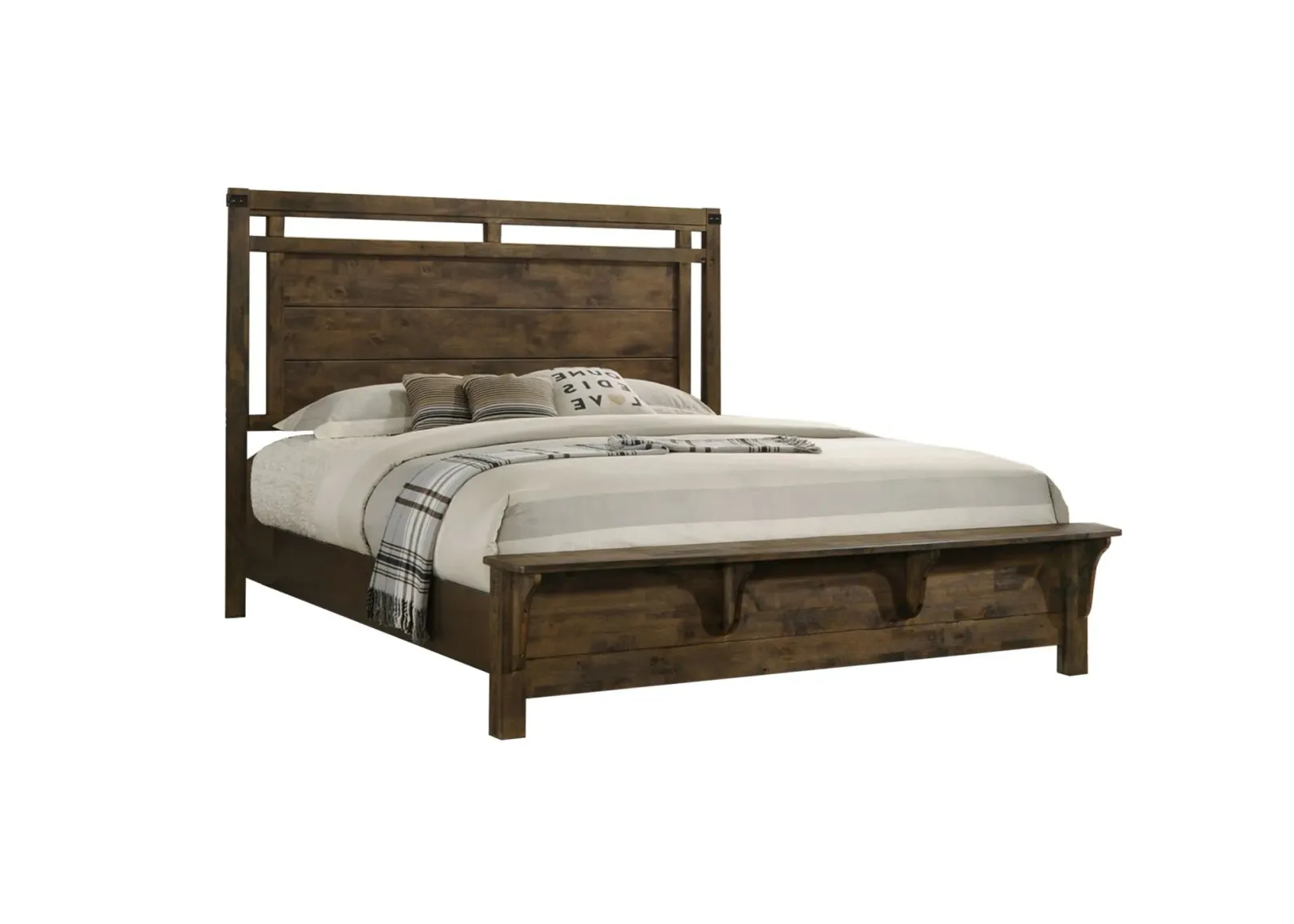 Curtis Panel Bed in Rustic Weathered Brown by Crown Mark