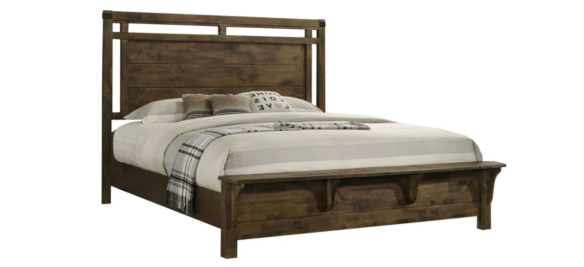 Curtis Panel Bed in Rustic Weathered Brown by Crown Mark