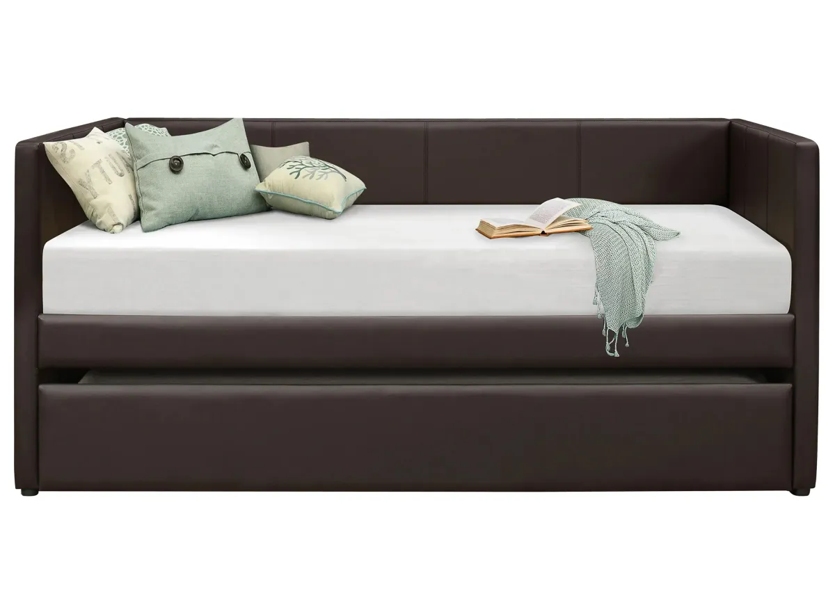 Diggy Twin Daybed With Trundle in Dark Brown by Homelegance