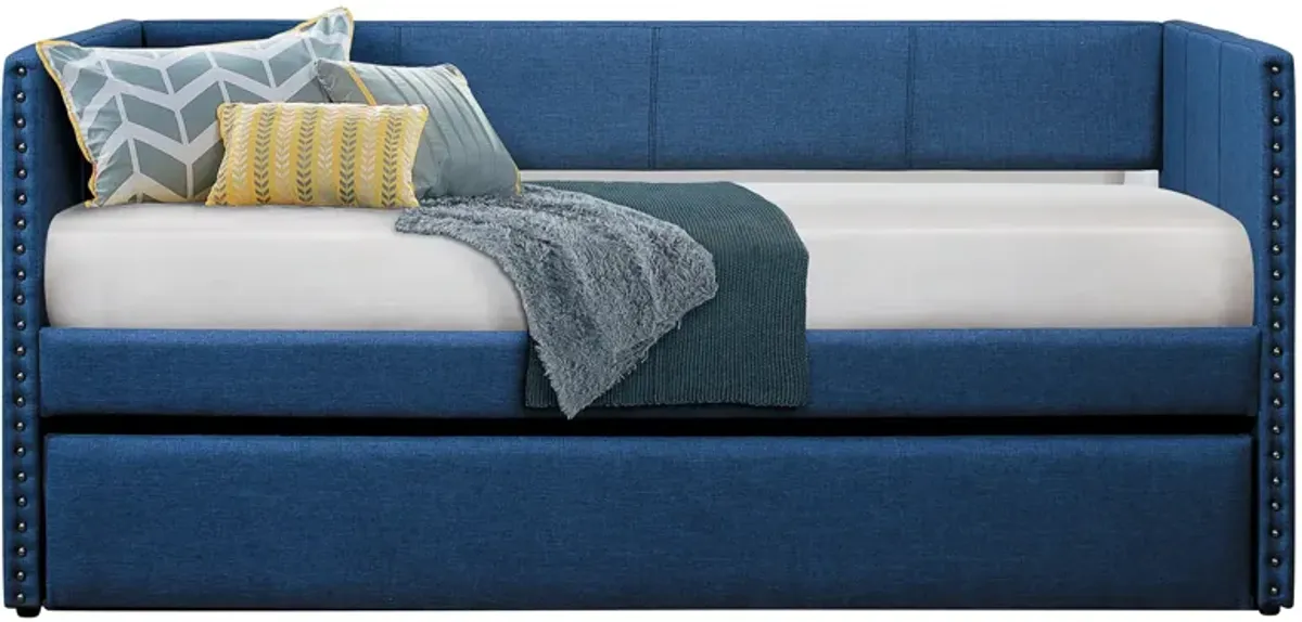 Tia Twin Daybed With Trundle in Blue by Homelegance