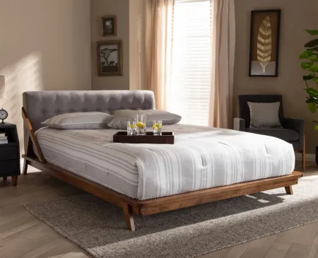 Sante Mid-Century King Size Platform Bed in Grey/Walnut Brown by Wholesale Interiors