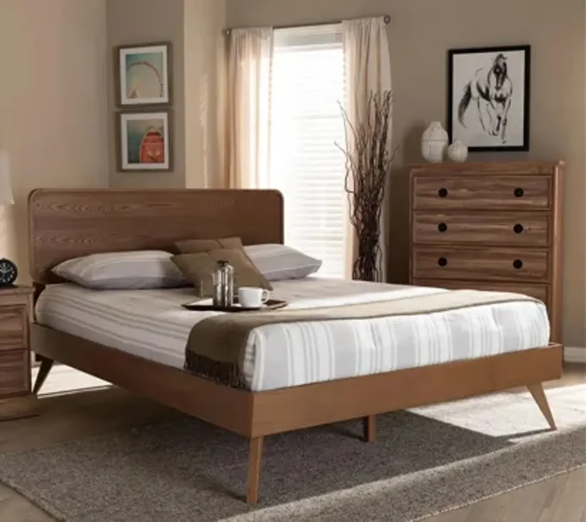 Demeter Mid-Century King Size Platform Bed