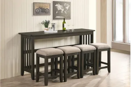 Lindsey Counter Height Drop Leaf Table with 4 Stools in Brown by Bernards Furniture Group