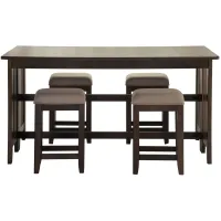 Lindsey Counter Height Drop Leaf Table with 4 Stools in Brown by Bernards Furniture Group