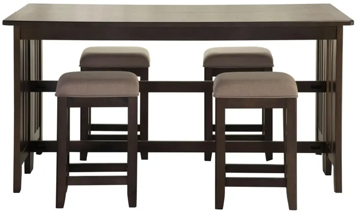 Lindsey Counter Height Drop Leaf Table with 4 Stools in Brown by Bernards Furniture Group