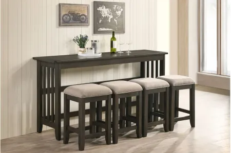 Lindsey Counter Height Dining Console with 4 Stool in Brown by Bernards Furniture Group