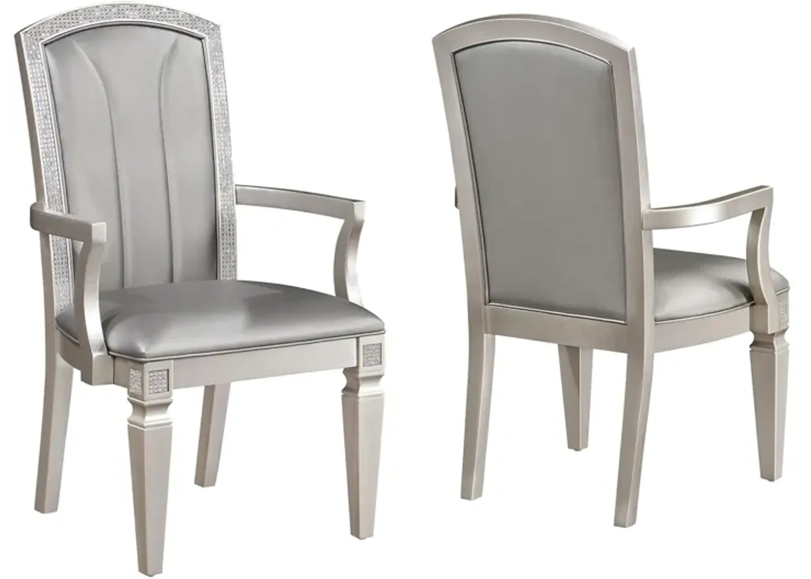 Klina Arm Chair Set of 2 in Silver by Crown Mark