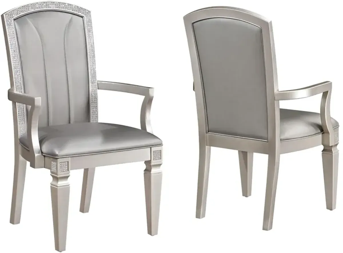 Klina Arm Chair Set of 2 in Silver by Crown Mark