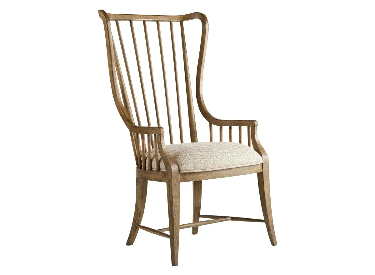 Sanctuary Tall Windsor Dining Armchair in Antiqued Hickory / Larkin Oak by Hooker Furniture