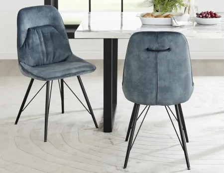 Pablo Velvet Fabric Dining Side Chair in Dark Teal by New Pacific Direct