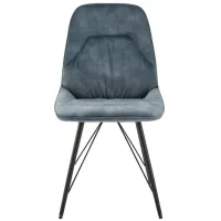 Pablo Velvet Fabric Dining Side Chair in Dark Teal by New Pacific Direct