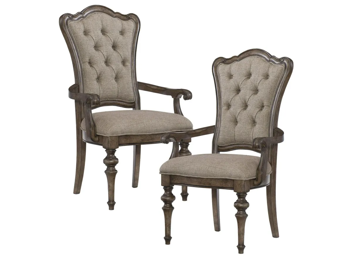 Moorewood Park Dining Arm Chair (Set of 2) in Oatmeal & Dark Oak by Homelegance