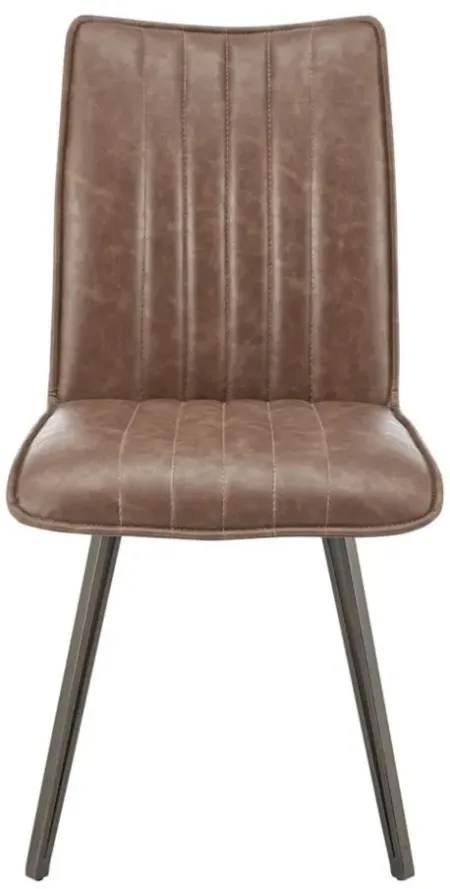 Reino PU Dining Side Chair in Antique Cigar Brown by New Pacific Direct