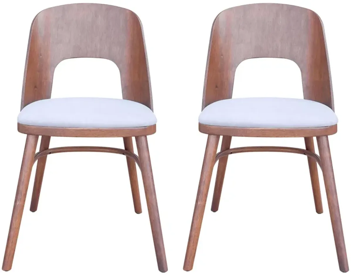 Iago Dining Chair (Set of 2) in Light Gray, Walnut by Zuo Modern