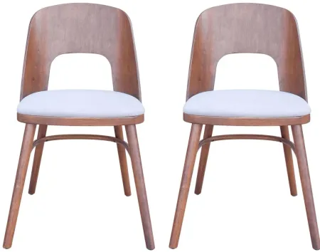 Iago Dining Chair (Set of 2) in Light Gray, Walnut by Zuo Modern