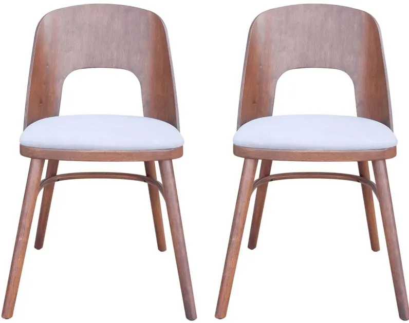 Iago Dining Chair (Set of 2) in Light Gray, Walnut by Zuo Modern