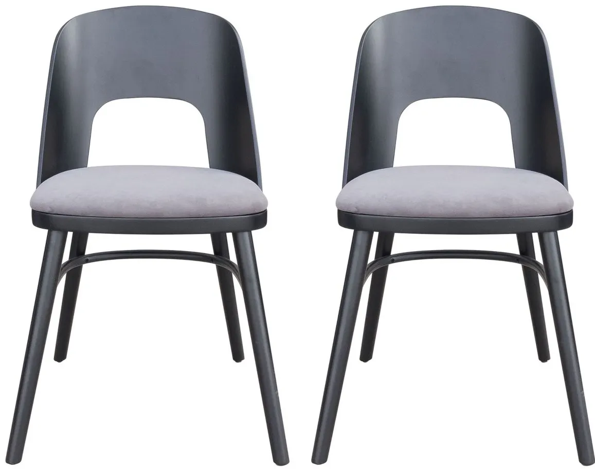 Iago Dining Chair (Set of 2) in Gray, Black by Zuo Modern