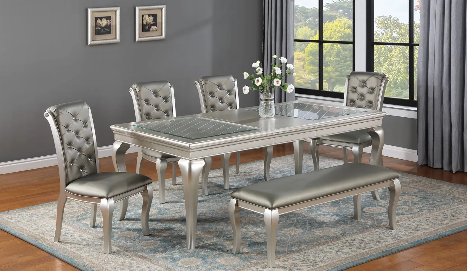 Cladwell Bench in Silver Pattern# 3219 by Crown Mark