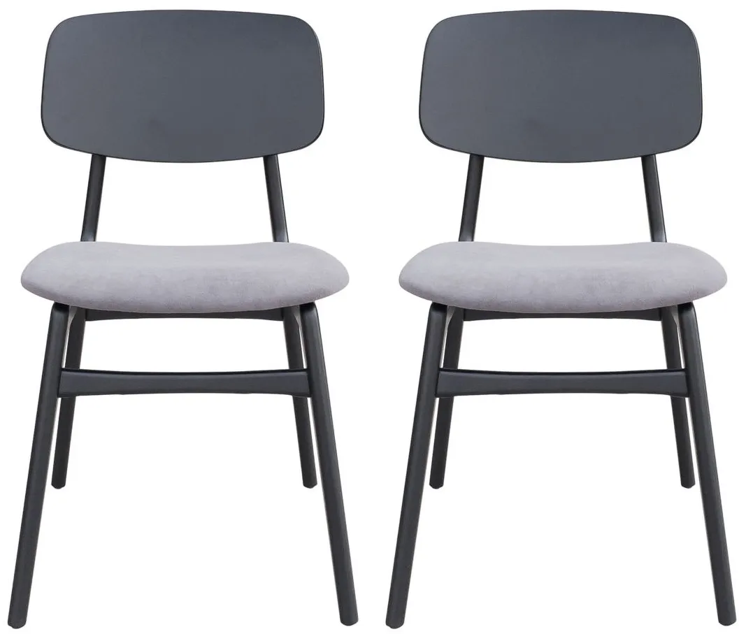 Othello Dining Chair (Set of 2) in Gray, Black by Zuo Modern