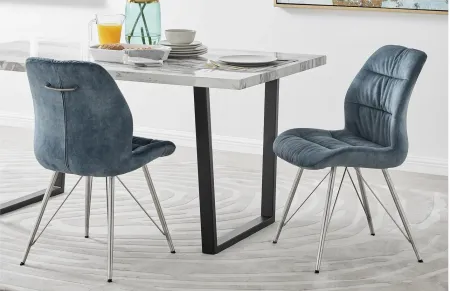 Raven Velvet Fabric Dining Side Chair in Dark Teal by New Pacific Direct