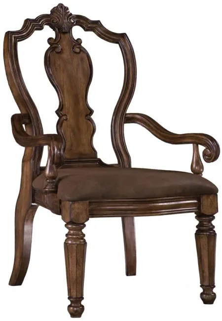 San Mateo Carved Back Arm Chair in Brown by Bellanest.