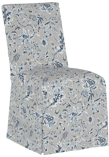 Gertrude Slipcover Dining Chair in Indian Blockprint Grey by Skyline