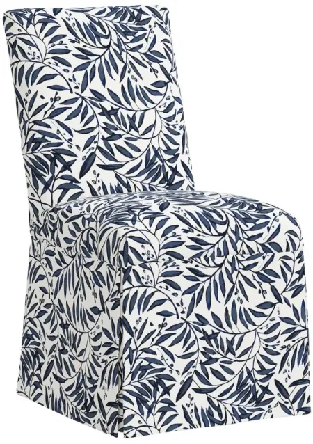 Gertrude Slipcover Dining Chair in Voysey Vine Blue by Skyline