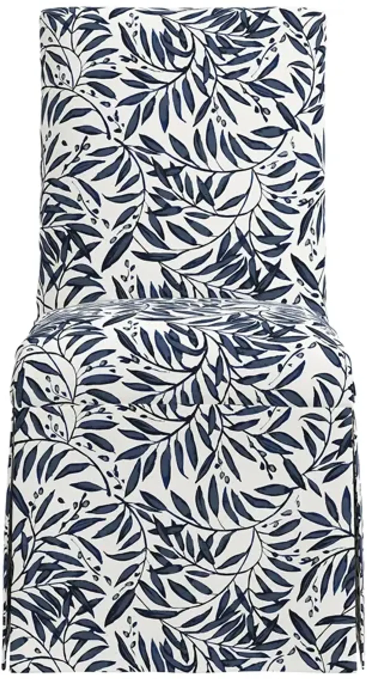 Gertrude Slipcover Dining Chair in Voysey Vine Blue by Skyline