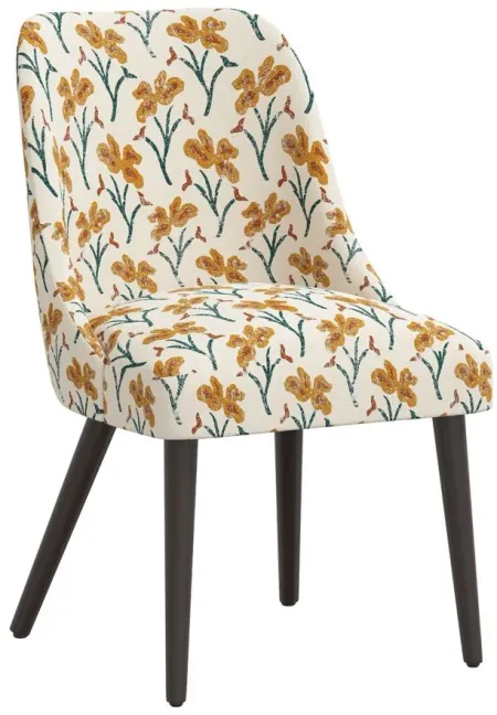 Kintra Upholstered Dining Chair in Vanves Floral Ochre Teal by Skyline