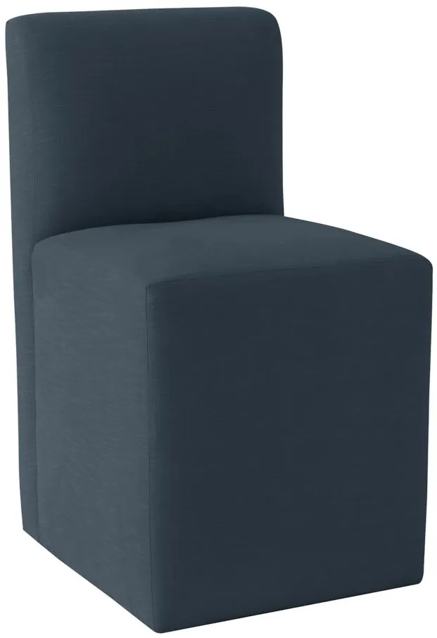 Zana Upholstered Dining Chair in Linen Navy by Skyline