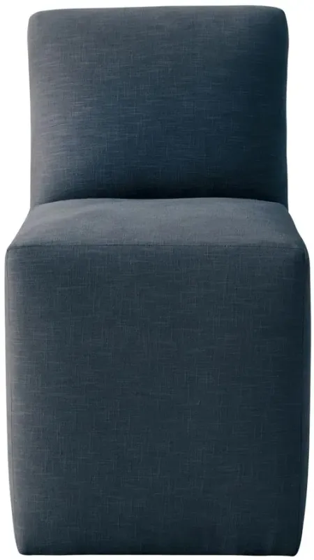 Zana Upholstered Dining Chair in Linen Navy by Skyline
