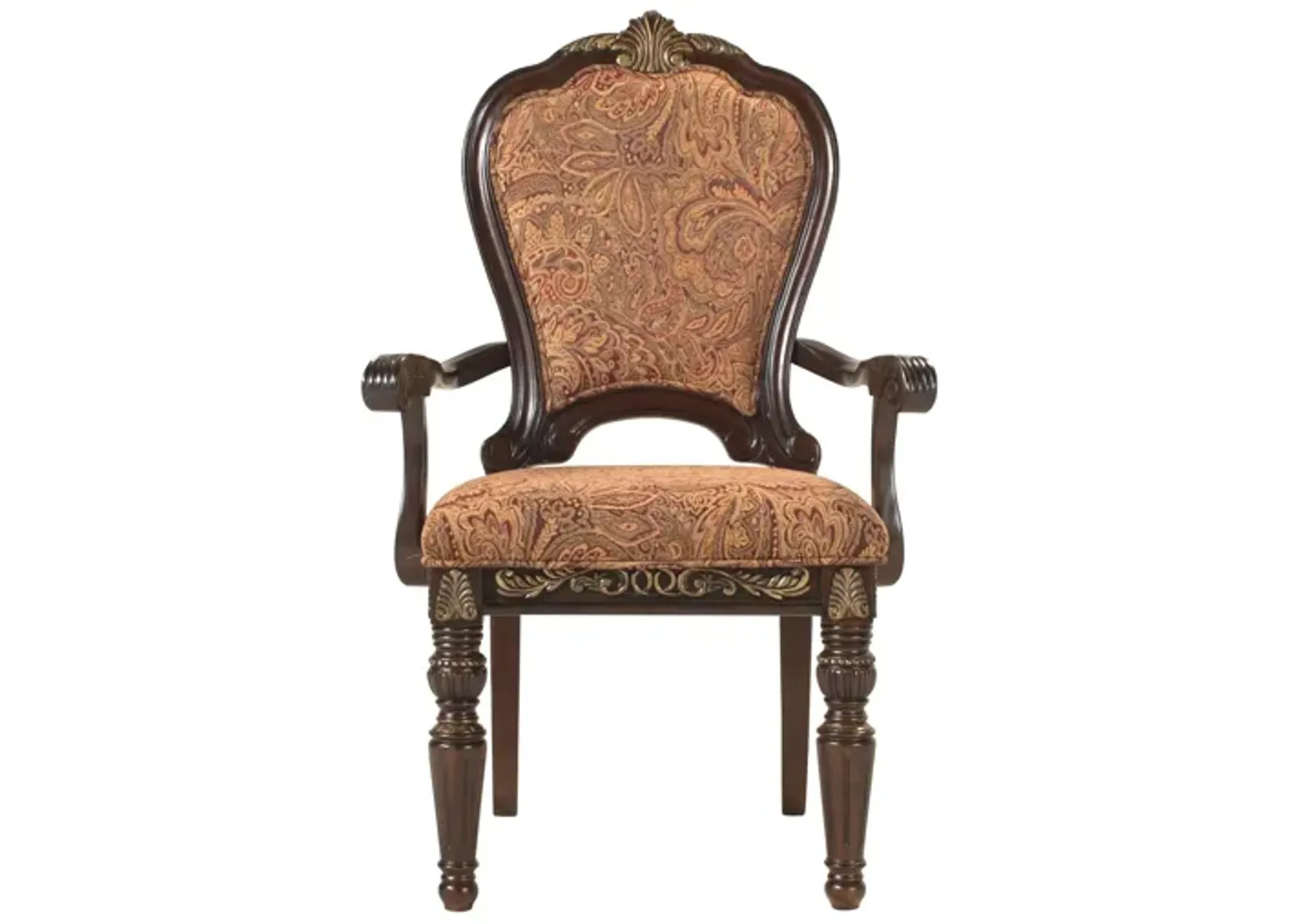 Regal Manor Chenille Dining Armchair in Brown Multi / Cherry by Homelegance