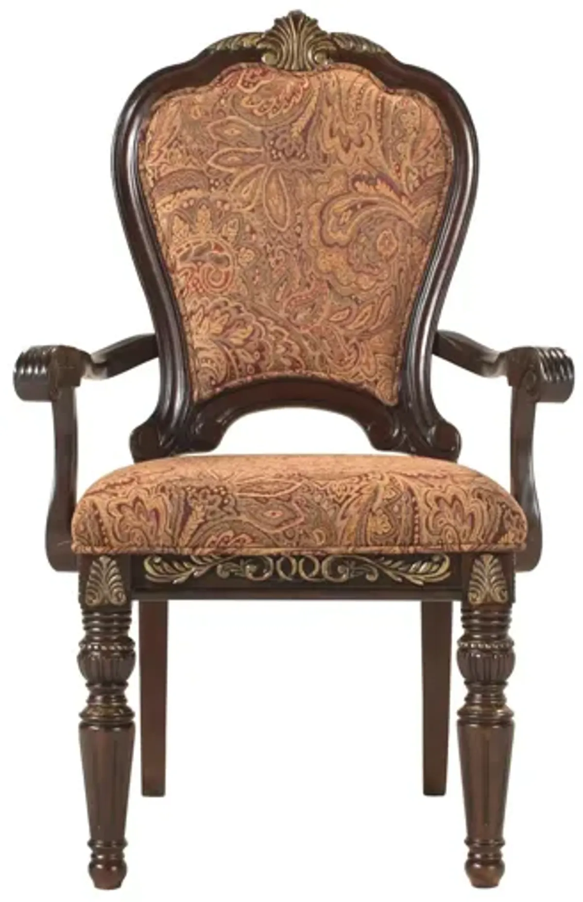 Regal Manor Chenille Dining Armchair in Brown Multi / Cherry by Homelegance