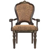 Regal Manor Chenille Dining Armchair in Brown Multi / Cherry by Homelegance