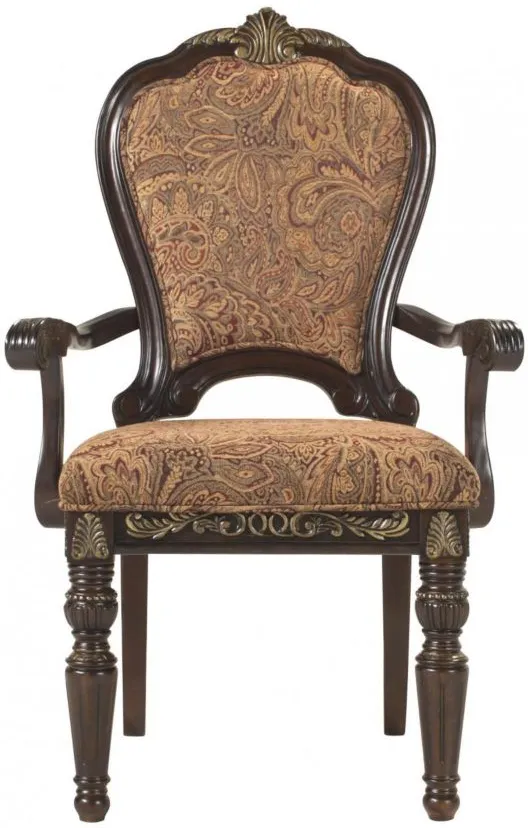 Regal Manor Chenille Dining Armchair in Brown Multi / Cherry by Homelegance