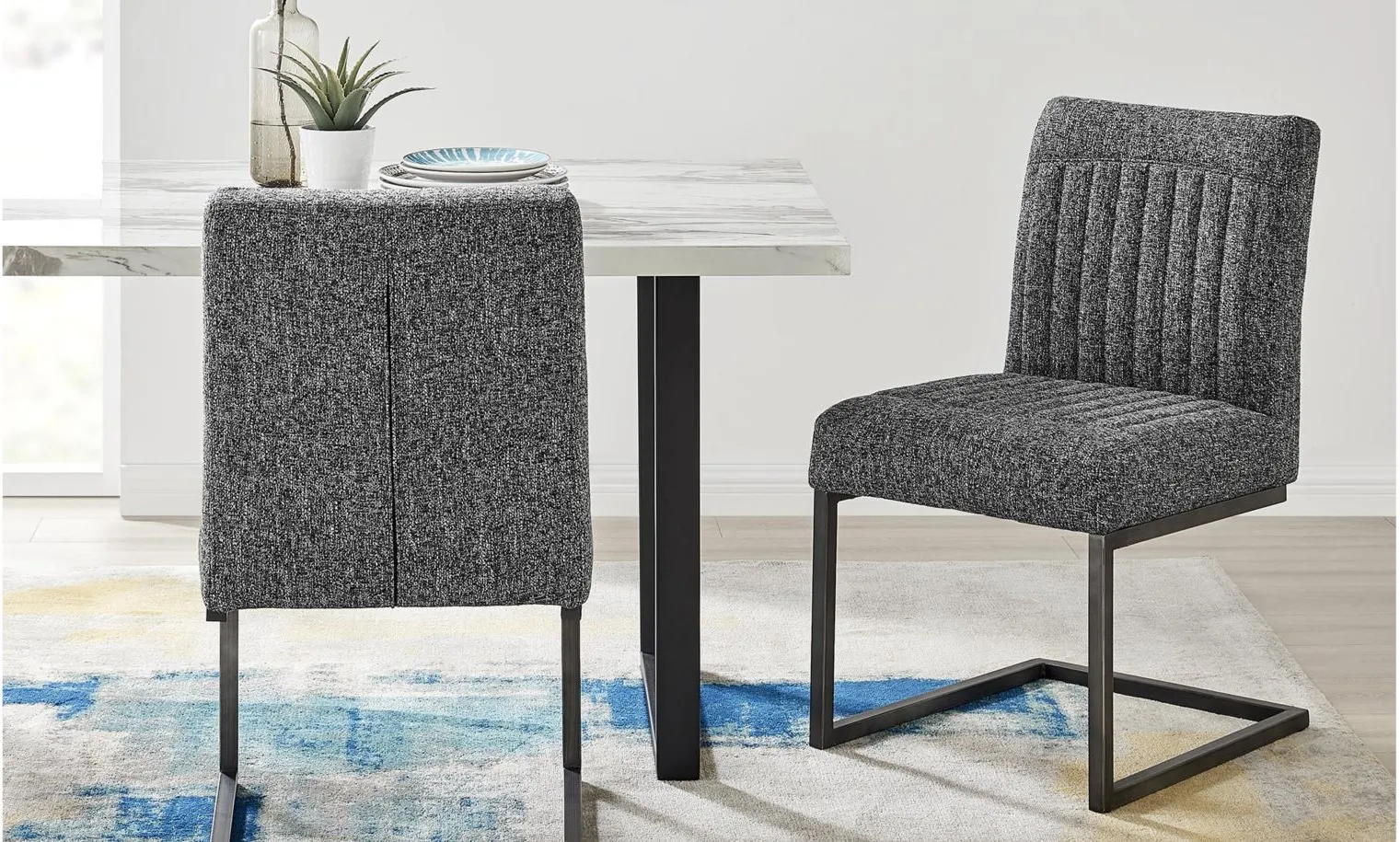 Ronan Fabric Dining Side Chair in Blazer Dark Gray by New Pacific Direct