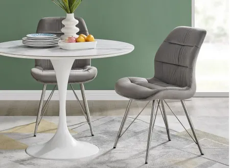 Raven Velvet Fabric Dining Side Chair in Gravel Gray by New Pacific Direct