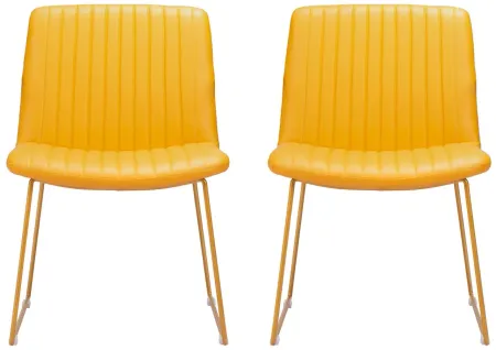 Joy Dining Chair (Set of 2) in Yellow by Zuo Modern