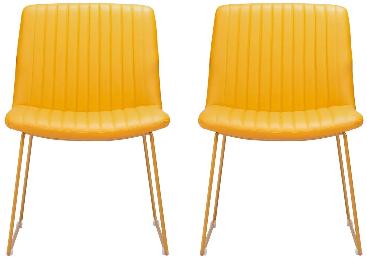 Joy Dining Chair (Set of 2) in Yellow by Zuo Modern