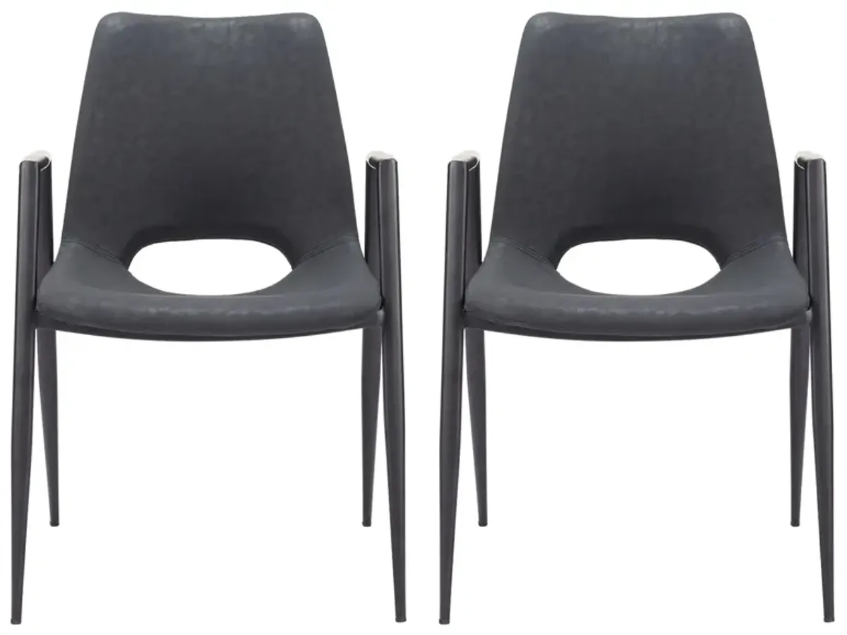 Desi Dining Chair (Set of 2) in Black by Zuo Modern